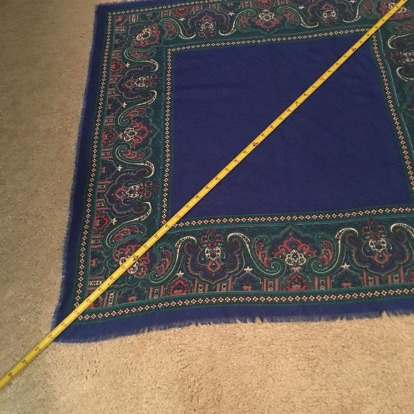 Pretty Patterned Blue Square Scarf - Picture 7 of 12